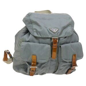 PRADA Backpack Nylon Light Blue Silver Auth